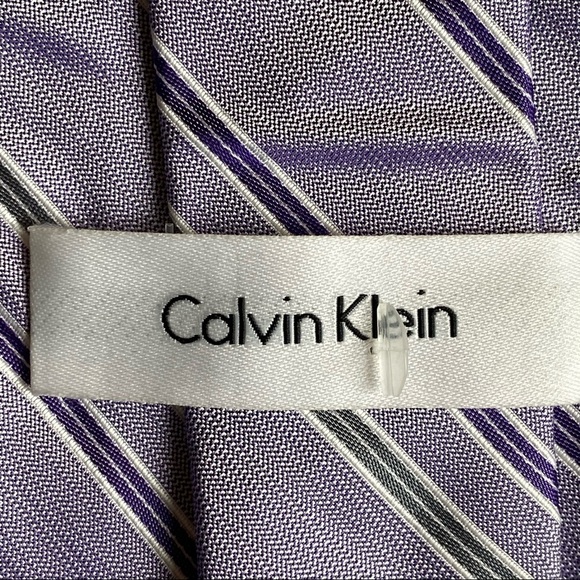 CALVIN KLEIN Men's Tie Stripe Silk Career Purple - Picture 3 of 5